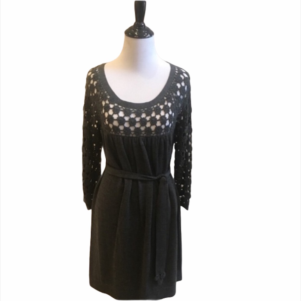 Ella Moss Wool Cashmere  Belted Sweater Dress Dize Small